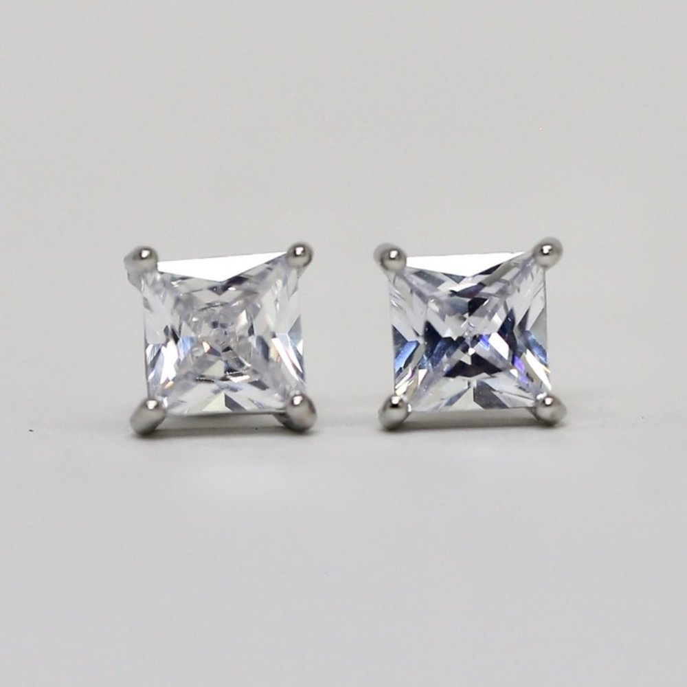18k Gold Dipped White Topaz Princess Cut - Picture 2 of 9